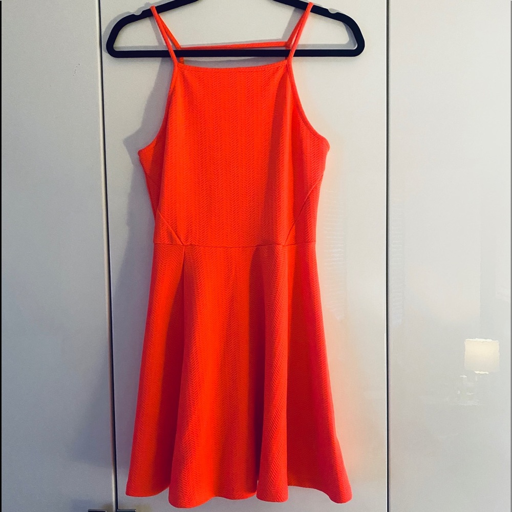 x Neon Pink Flare Mini Dress x